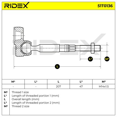 Drążek kierowniczy RIDEX 51T0136 51T0136 - foto 5