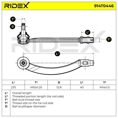 Końcówka drążka kierowniczego RIDEX 914T0446 914T0446 - foto 5
