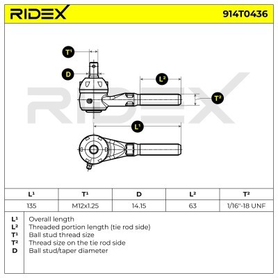 Końcówka drążka kierowniczego RIDEX 914T0436 914T0436 - foto 4