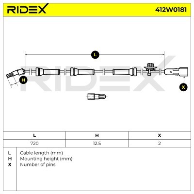 Czujnik ABS RIDEX 412W0181 412W0181 - foto 7