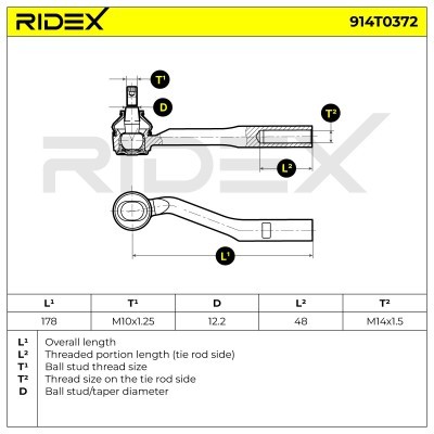 Końcówka drążka kierowniczego RIDEX 914T0372 914T0372 - foto 5
