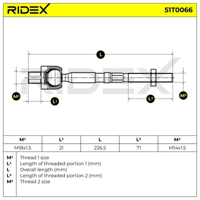 Drążek kierowniczy RIDEX 51T0066 51T0066 - foto 7