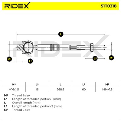 Drążek kierowniczy RIDEX 51T0318 51T0318 - foto 5