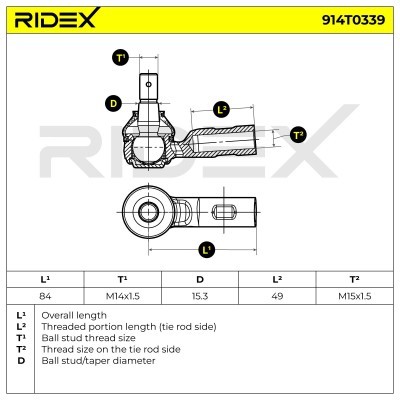 Końcówka drążka kierowniczego RIDEX 914T0339 914T0339 - foto 6