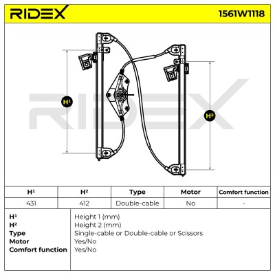 Podnośnik szyby RIDEX 1561W1118 1561W1118 - foto 6