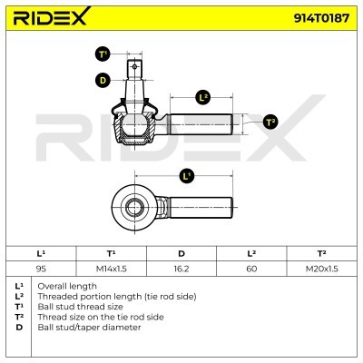 Końcówka drążka kierowniczego RIDEX 914T0187 914T0187 - foto 5