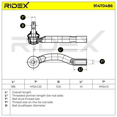 Końcówka drążka kierowniczego RIDEX 914T0486 914T0486 - foto 7