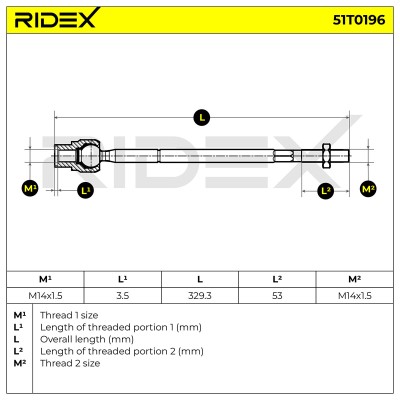 Drążek kierowniczy RIDEX 51T0196 51T0196 - foto 6
