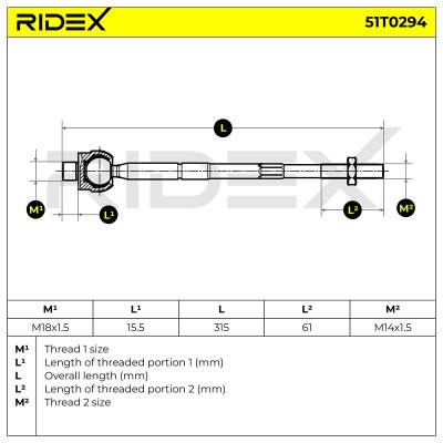 Drążek kierowniczy RIDEX 51T0294 51T0294 - foto 5