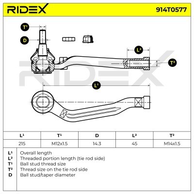 Końcówka drążka kierowniczego RIDEX 914T0577 914T0577 - foto 6
