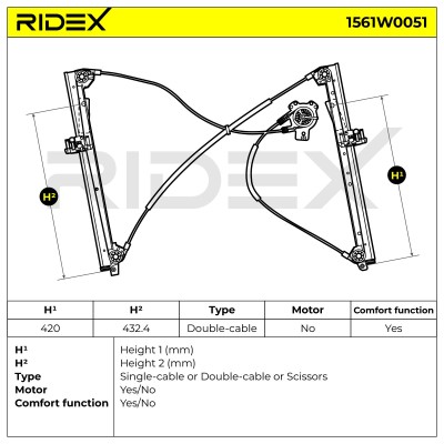 Podnośnik szyby RIDEX 1561W0051 1561W0051 - foto 8
