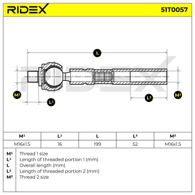 Drążek kierowniczy RIDEX 51T0057 51T0057 - foto 6