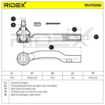 Końcówka drążka kierowniczego RIDEX 914T0256 914T0256 - foto 5