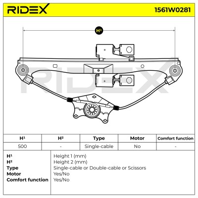 Podnośnik szyby RIDEX 1561W0281 1561W0281 - foto 5