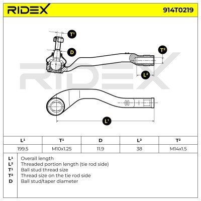 Końcówka drążka kierowniczego RIDEX 914T0219 914T0219 - foto 6
