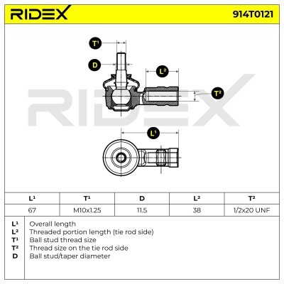 Końcówka drążka kierowniczego RIDEX 914T0121 914T0121 - foto 6