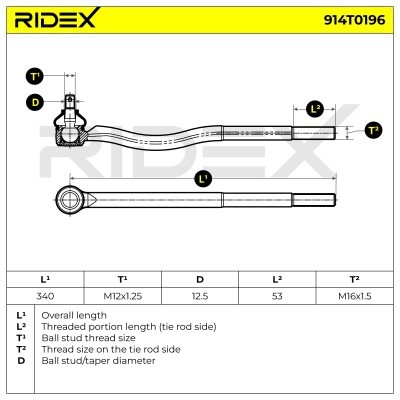 Końcówka drążka kierowniczego RIDEX 914T0196 914T0196 - foto 6