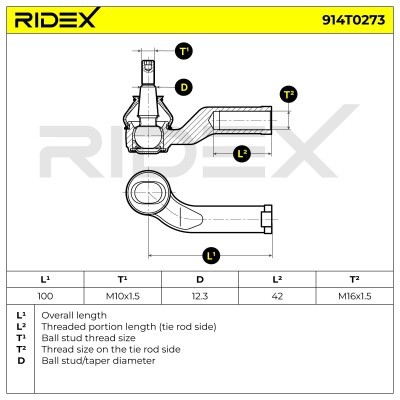 Końcówka drążka kierowniczego RIDEX 914T0273 914T0273 - foto 5