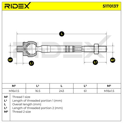 Drążek kierowniczy RIDEX 51T0137 51T0137 - foto 6