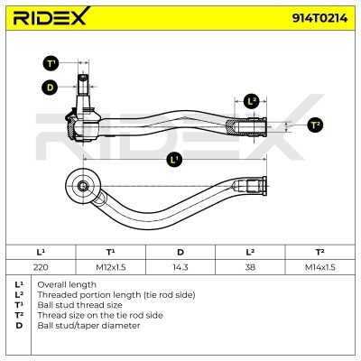 Końcówka drążka kierowniczego RIDEX 914T0214 914T0214 - foto 6