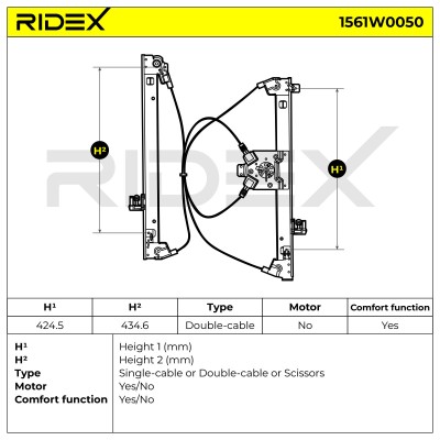 Podnośnik szyby RIDEX 1561W0050 1561W0050 - foto 6