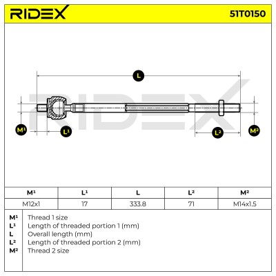 Drążek kierowniczy RIDEX 51T0150 51T0150 - foto 5