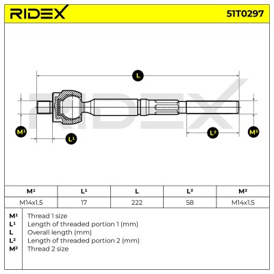 Drążek kierowniczy RIDEX 51T0297 51T0297 - foto 6
