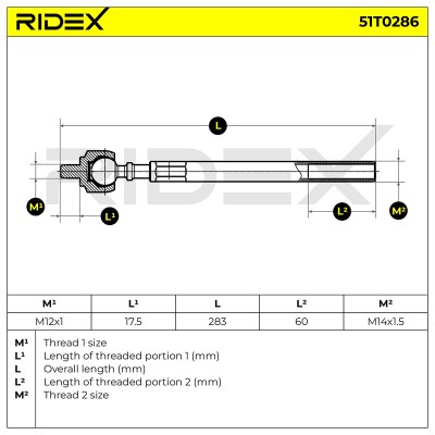 Drążek kierowniczy RIDEX 51T0286 51T0286 - foto 5