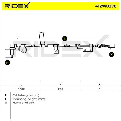 Czujnik ABS RIDEX 412W0278 412W0278 - foto 8