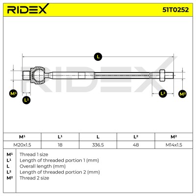 Drążek kierowniczy RIDEX 51T0252 51T0252 - foto 6