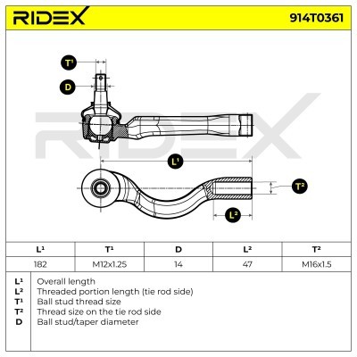 Końcówka drążka kierowniczego RIDEX 914T0361 914T0361 - foto 5