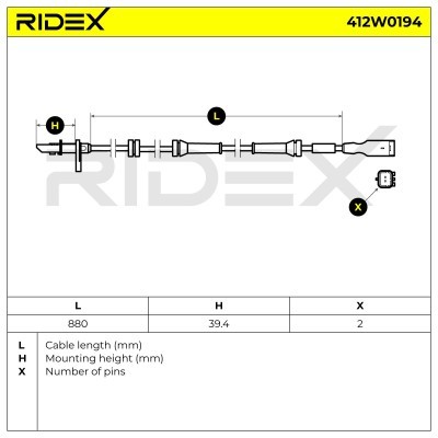 Czujnik ABS RIDEX 412W0194 412W0194 - foto 6