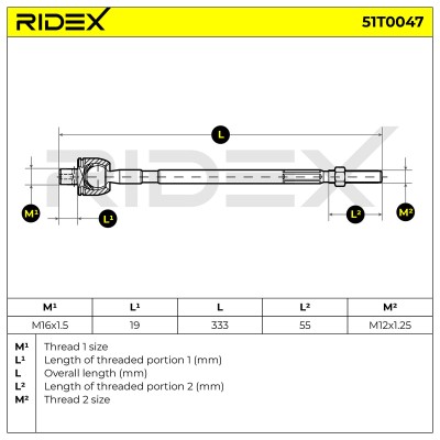 Drążek kierowniczy RIDEX 51T0047 51T0047 - foto 5
