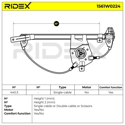 Podnośnik szyby RIDEX 1561W0224 1561W0224 - foto 6