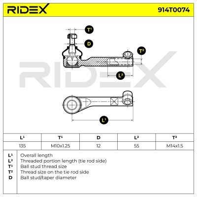 Końcówka drążka kierowniczego RIDEX 914T0074 914T0074 - foto 6