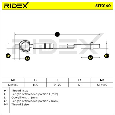 Drążek kierowniczy RIDEX 51T0140 51T0140 - foto 6