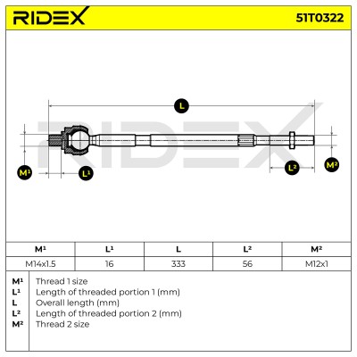 Drążek kierowniczy RIDEX 51T0322 51T0322 - foto 5