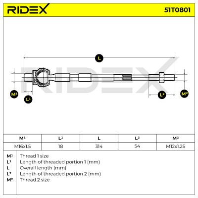 Drążek kierowniczy RIDEX 51T0801 51T0801 - foto 5
