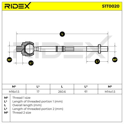Drążek kierowniczy RIDEX 51T0020 51T0020 - foto 6