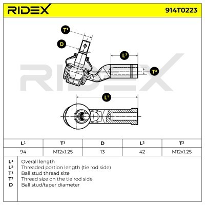 Końcówka drążka kierowniczego RIDEX 914T0223 914T0223 - foto 5