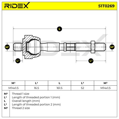 Drążek kierowniczy RIDEX 51T0269 51T0269 - foto 5