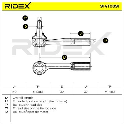 Końcówka drążka kierowniczego RIDEX 914T0091 914T0091 - foto 3