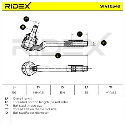 Końcówka drążka kierowniczego RIDEX 914T0349 914T0349 - foto 4