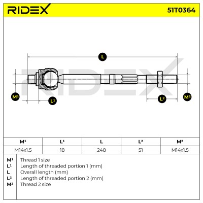 Drążek kierowniczy RIDEX 51T0364 51T0364 - foto 7