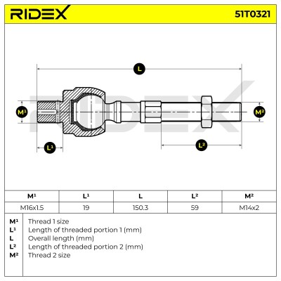Drążek kierowniczy RIDEX 51T0321 51T0321 - foto 5