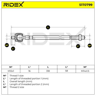 Drążek kierowniczy RIDEX 51T0799 51T0799 - foto 5