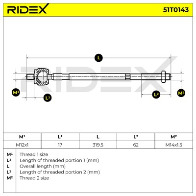 Drążek kierowniczy RIDEX 51T0143 51T0143 - foto 6