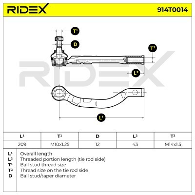 Końcówka drążka kierowniczego RIDEX 914T0014 914T0014 - foto 8