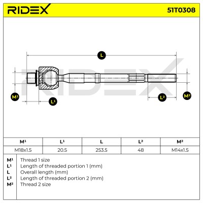 Drążek kierowniczy RIDEX 51T0308 51T0308 - foto 5