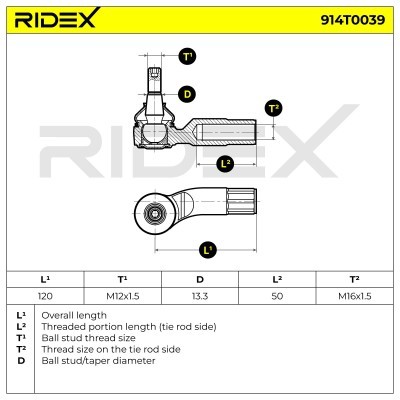 Końcówka drążka kierowniczego RIDEX 914T0039 914T0039 - foto 6
